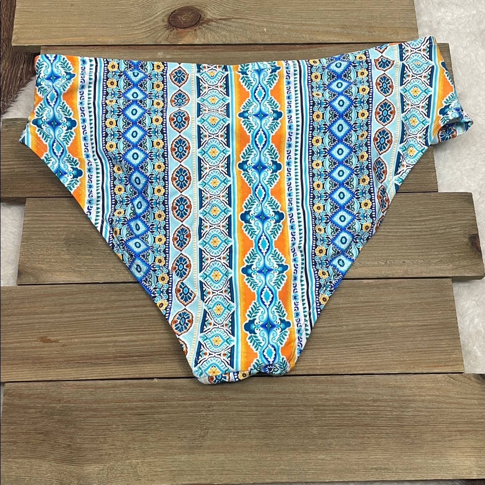 La‎ Blanca NWT Scarf Print Banded Hipster Bikini Bottoms Ice Blue - Picture 5 of 5